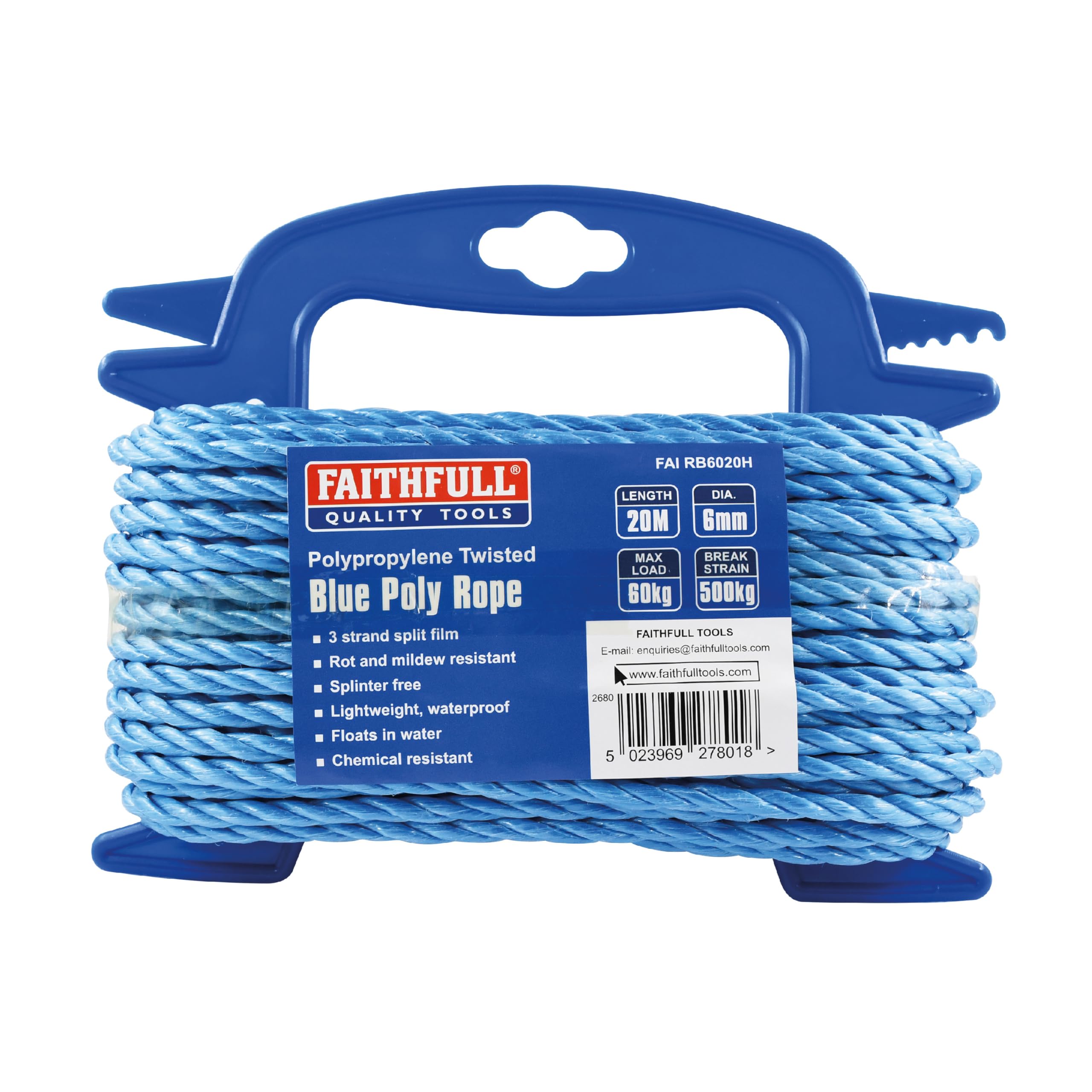 Faithfull 89806TJ Blue Poly Rope 6mm x 20m