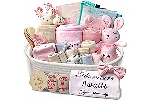 27-Piece Baby Shower Gifts for Baby Girls, Include Pajamas, Hat,Bibs,Toys and Blankets