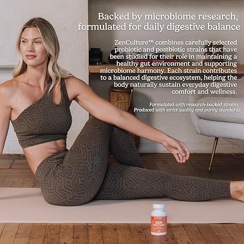 Miniatura 4 de Zen Principle Zenculture Fórmula probiótica, prebiótica y postbiótica 4 en 1 con enzimas digestivas y butirato - Apoya el equilibrio del microbioma