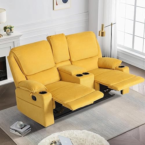 Miniatura 5 de Sofá reclinable doble de 67.9 pulgadas, sofá reclinable para autocaravana, soporte de pared reclinable, sofá reclinable manual, asientos de cine en