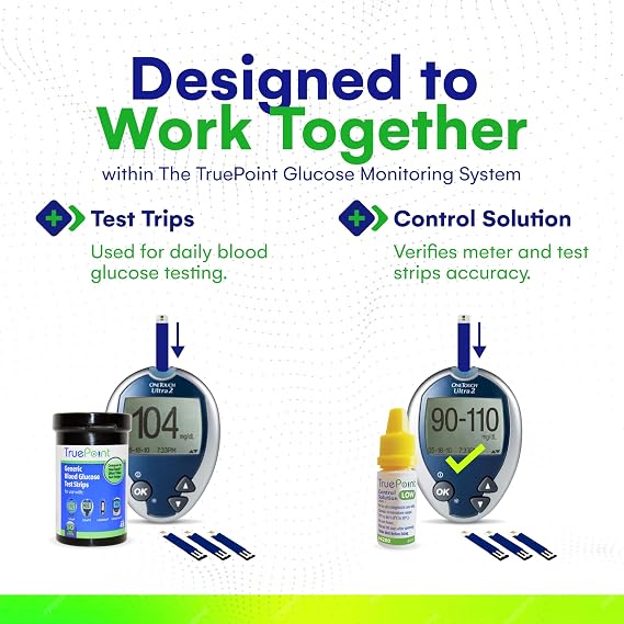 TruePoint Blood Glucose Test Strips 50 Count Compatible with Ultra, Ultra2, UltraMini & UltraSmart Meters Glucose Strips for Blood Testing for Home Use