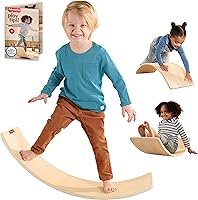 Fisher-Price Montessori Wooden Rockin' Balance Board - AMS Seal of Excellence, 31.7" Wobble Board for Kids 3+ Balance & Motor Skills