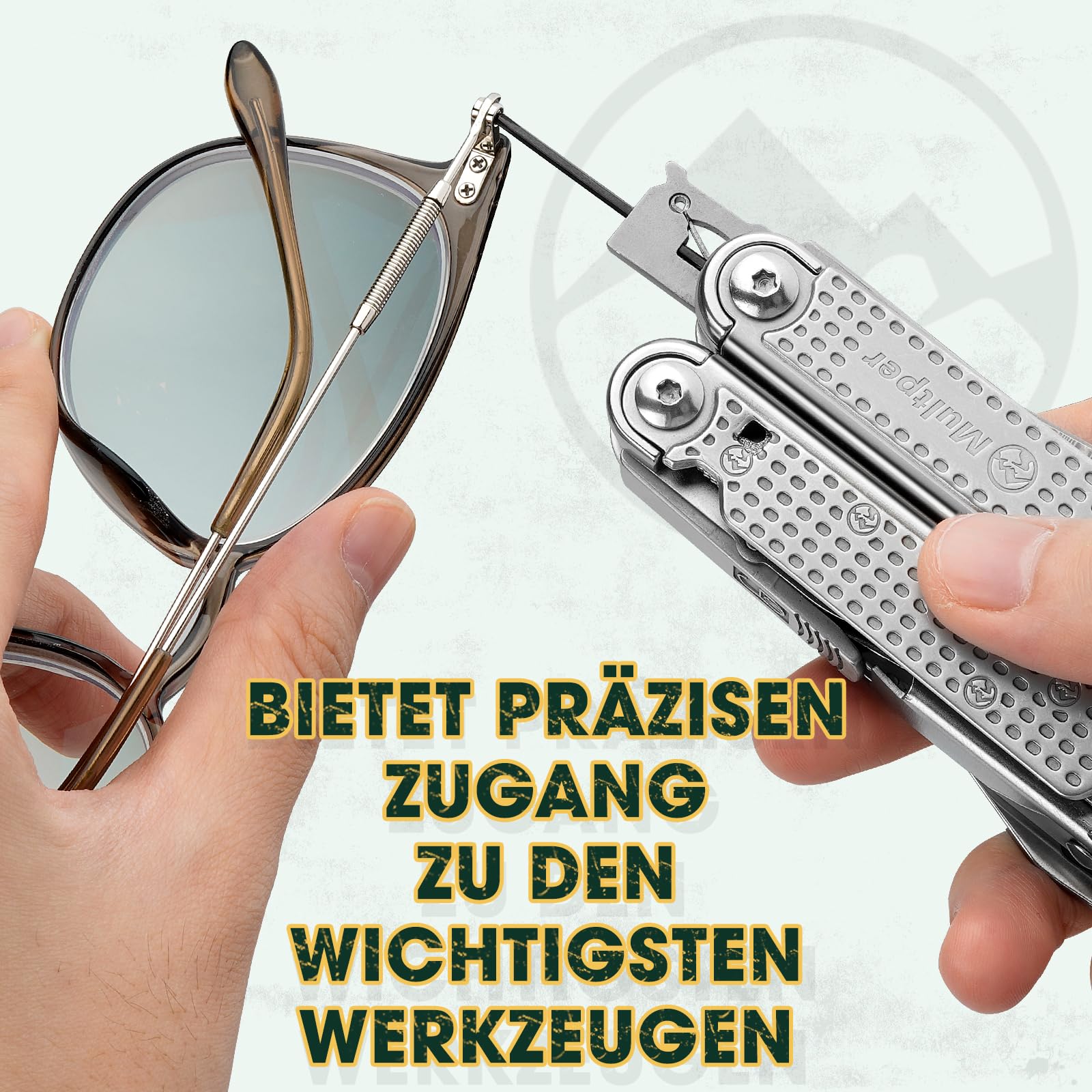 Multper Multitool Werkzeug, Geschenke für Männer, Aufgerüstetes Multi Tool Edelstahl Faltbares mit Damastmesser, Drahtschneider und Schraubendreherset, Multifunktionszange für Outdoor und Camping
