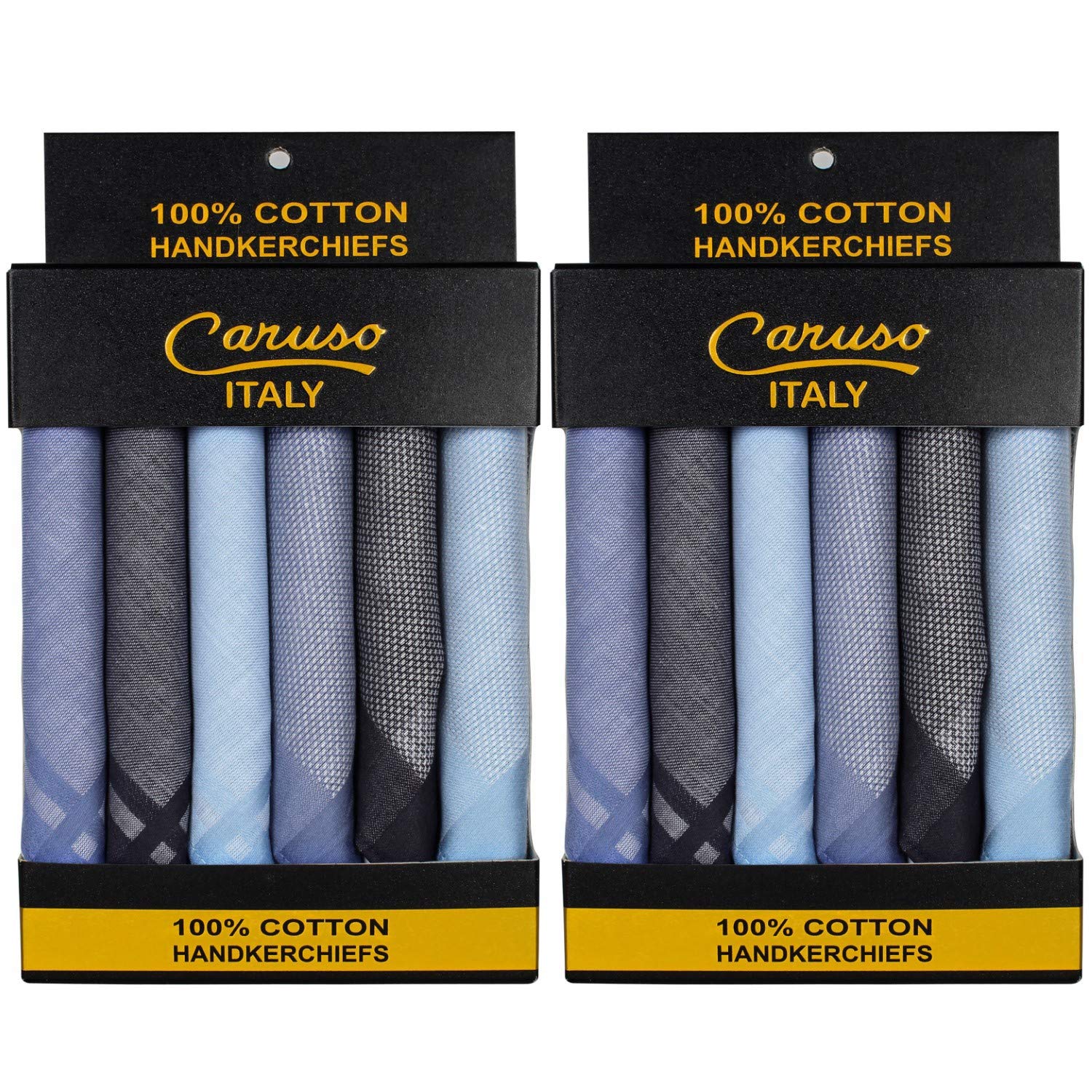 Men's Italia 100% Pure Cotton Handkerchief, Gents Hanky, Soft Hankies Large