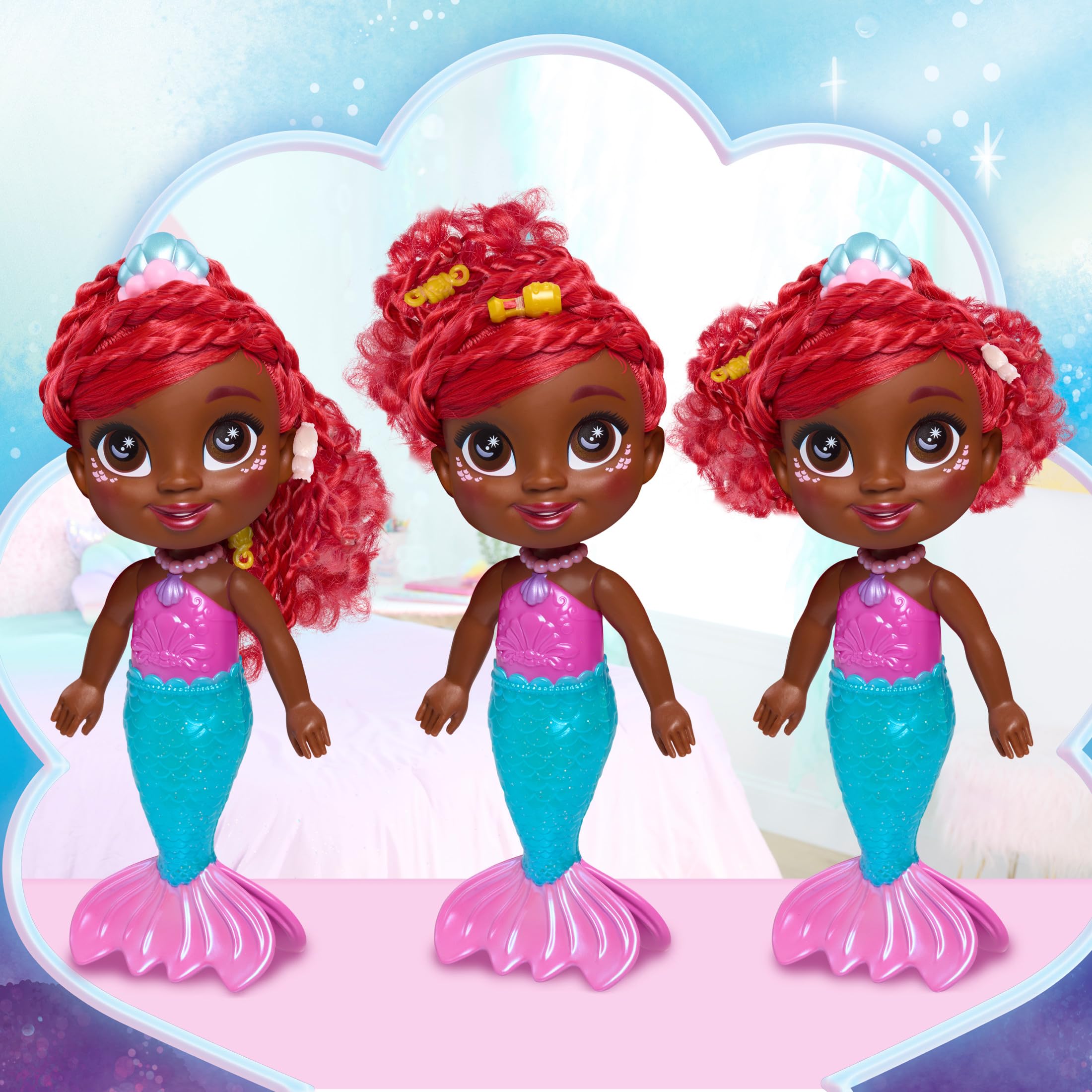 Just Play Disney Junior Atlantica Ariel Doll with Accessories, 5 Pieces, 24 cm Doll with Red Hair, Children's Toy from 3 Years - Image 4