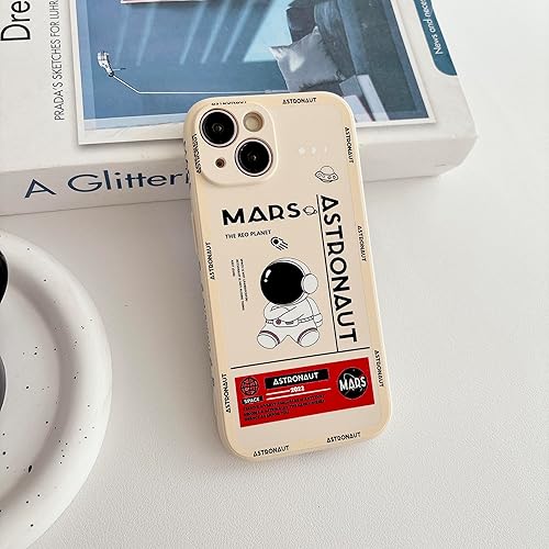 Miniatura 2 de Compatible con iPhone 13 mini Funda Bonita, Diseño Genial de Cohete Espacial de Astronauta de Dibujos Animados Parachoques Elegante Funda Protectora