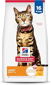 Ração Hill's Science Diet Light para gatos adultos com baixas calorias sabor frango 7.25kg