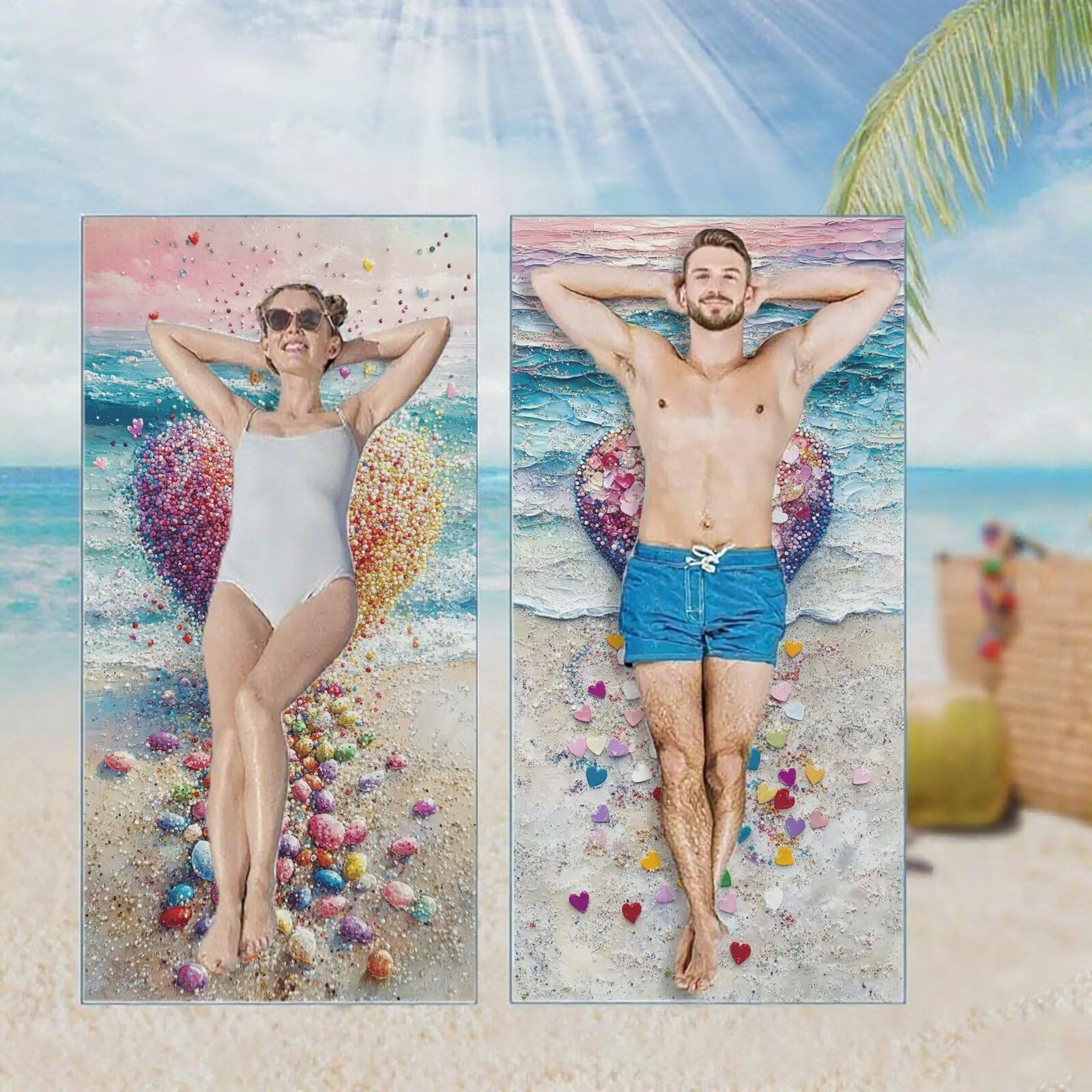 Ręcznik plażowy, ręczniki plażowe z mikrofibry, szybkoschnące lekkie ręczniki podróżne bez piasku, duży ręcznik kąpielowy dla dorosłych 100 x 220 cm, do pływania na basen, jogę, siłownię, kemping