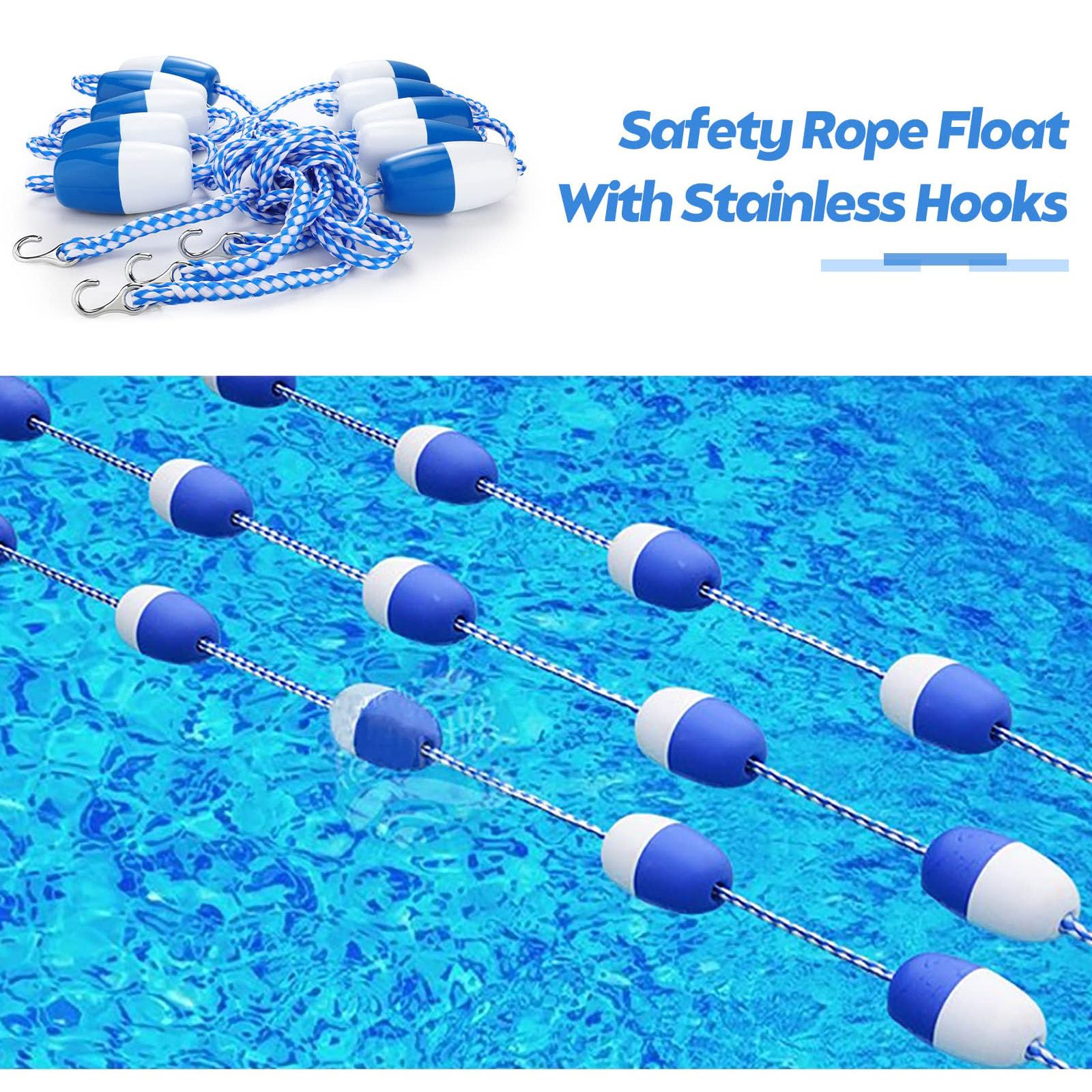 Générique Balise de sécurité Flottante Bleue et Blanche pour piscines intérieures et extérieures, séparateur de Couloir de nage Professionnel pour compétitions et Parcs Aquatiques.