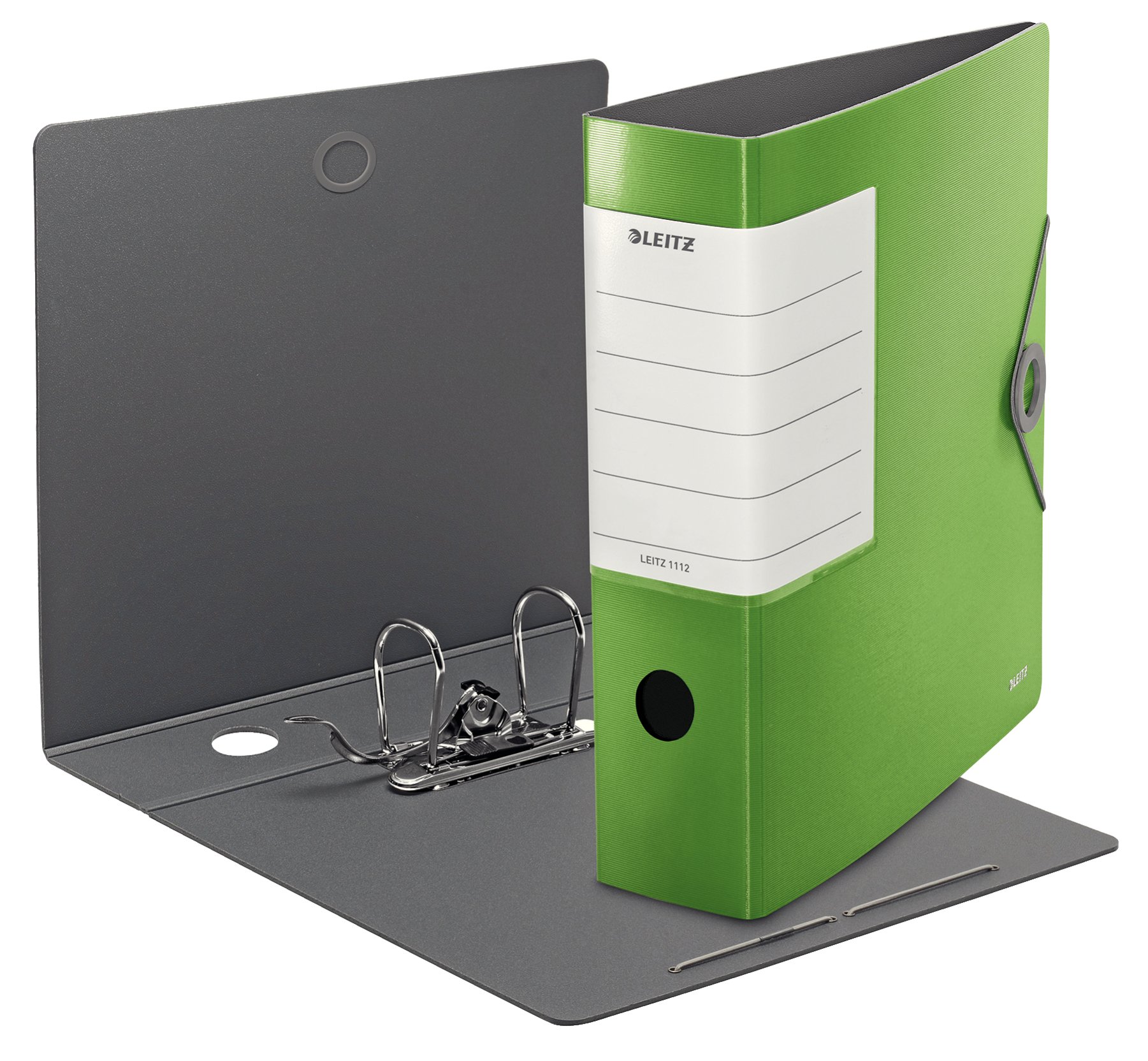 Leitz Qualitäts-Ordner 180° Solid, 5er Pack, A4, Hellgrün, 8,2 cm Rückenbreite, Gummibandverschluss, Robustes Polyfoam, extra breites, austauschbares Rückenschild, 11120050
