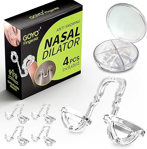 FingerAir - Dilatador nasal para ronquidos y respiración, dispositivos antironquidos, tapón de silicona antironquidos, reutilizable, cómodo (paquete