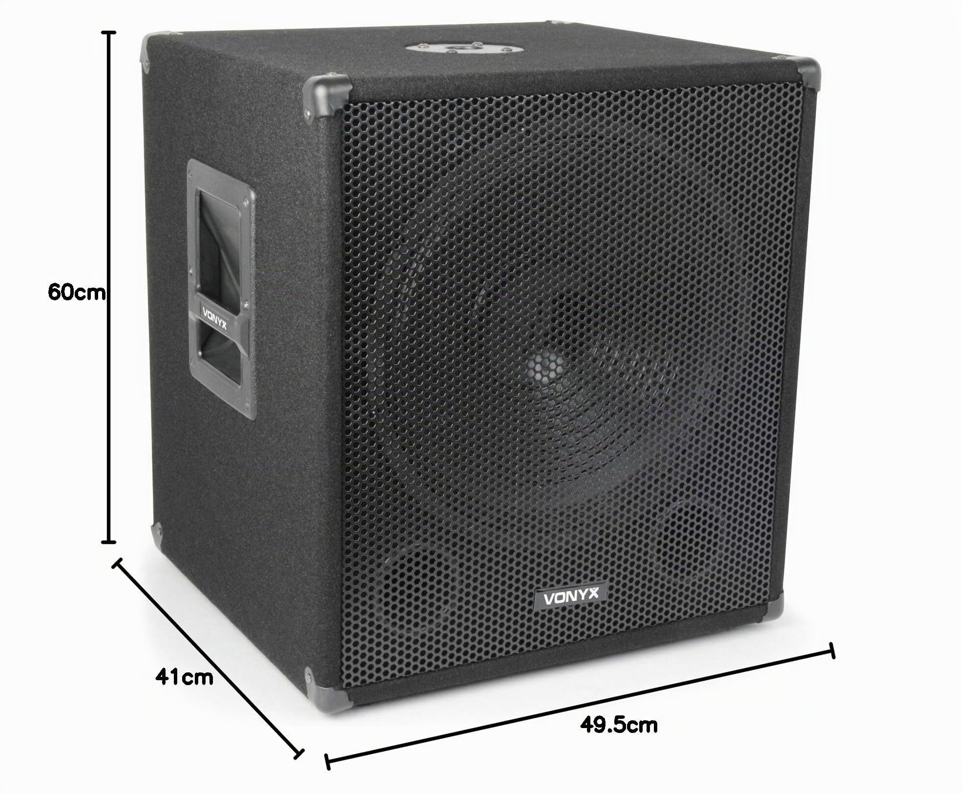 Vonyx SMWBA15 Caisson de basse DJ actif 600 W – Subwoofer sono bi-amplifié 15'', Mixage intégré, Echo mode, Connectique Speaker, Infra-basse