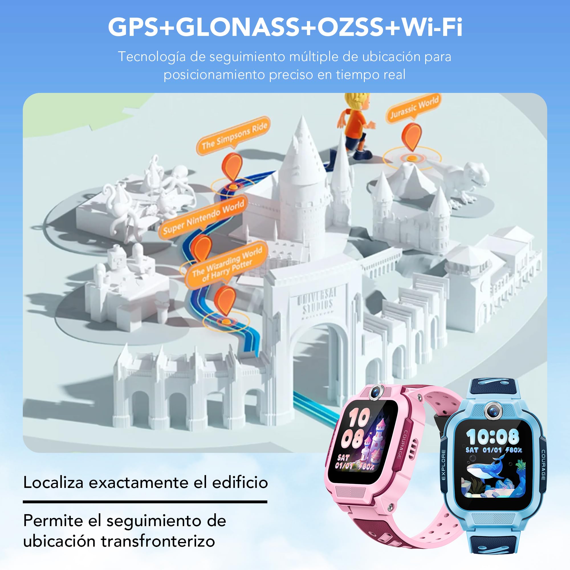 imoo Z3 Reloj Inteligente Niño, Kids Smartwatch con GPS Mundial, SOS, Control Parental, IP68, Modo Colegio, Video Llamadas HD, Voz, Chat, Pantalla1.5, 8GB, Vib, SIM, Reloj Niños Localizador