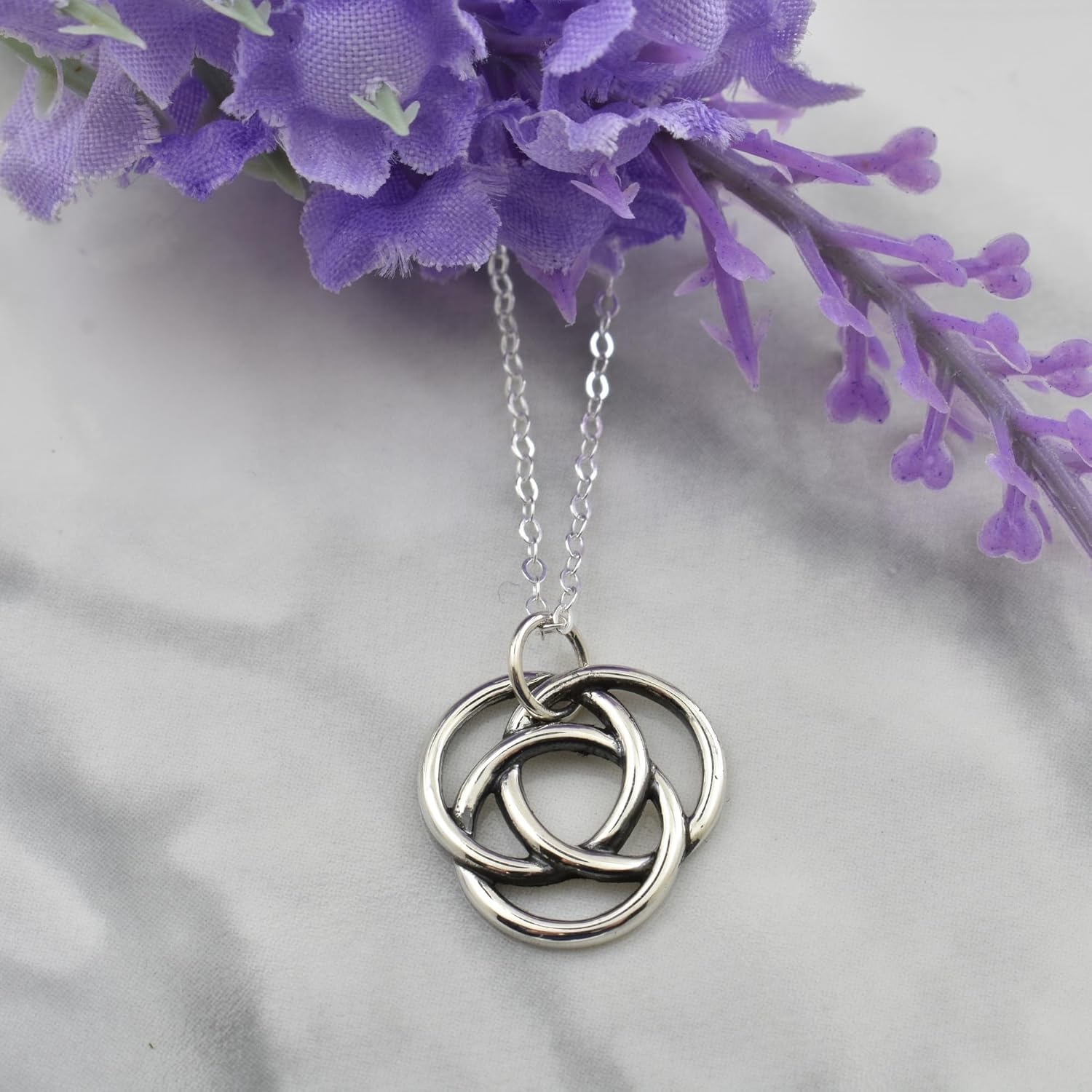 MOM & THREE DAUGHTERS 30th Birthday Sterling Silver 3 Ring Necklace | Celtic Knot | Birthday Gift | 18" Chain