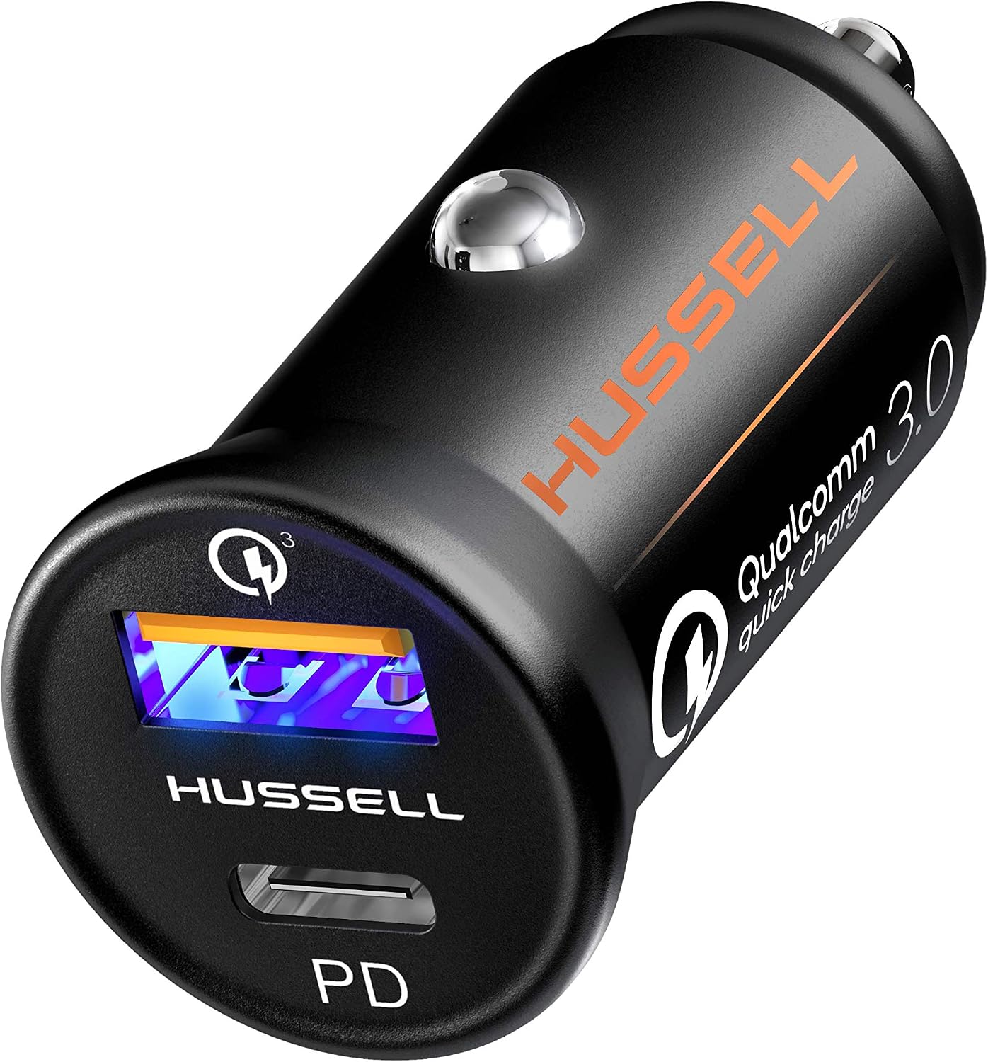Hussell Car Charger Adapter for Cigarette Lighter - Fast Charge, Portable 3.0 Car Chargers with Dual USB Ports - Stocking Stuffers - Compatible with iPhone, Android, Samsung Galaxy (Standard USB C)