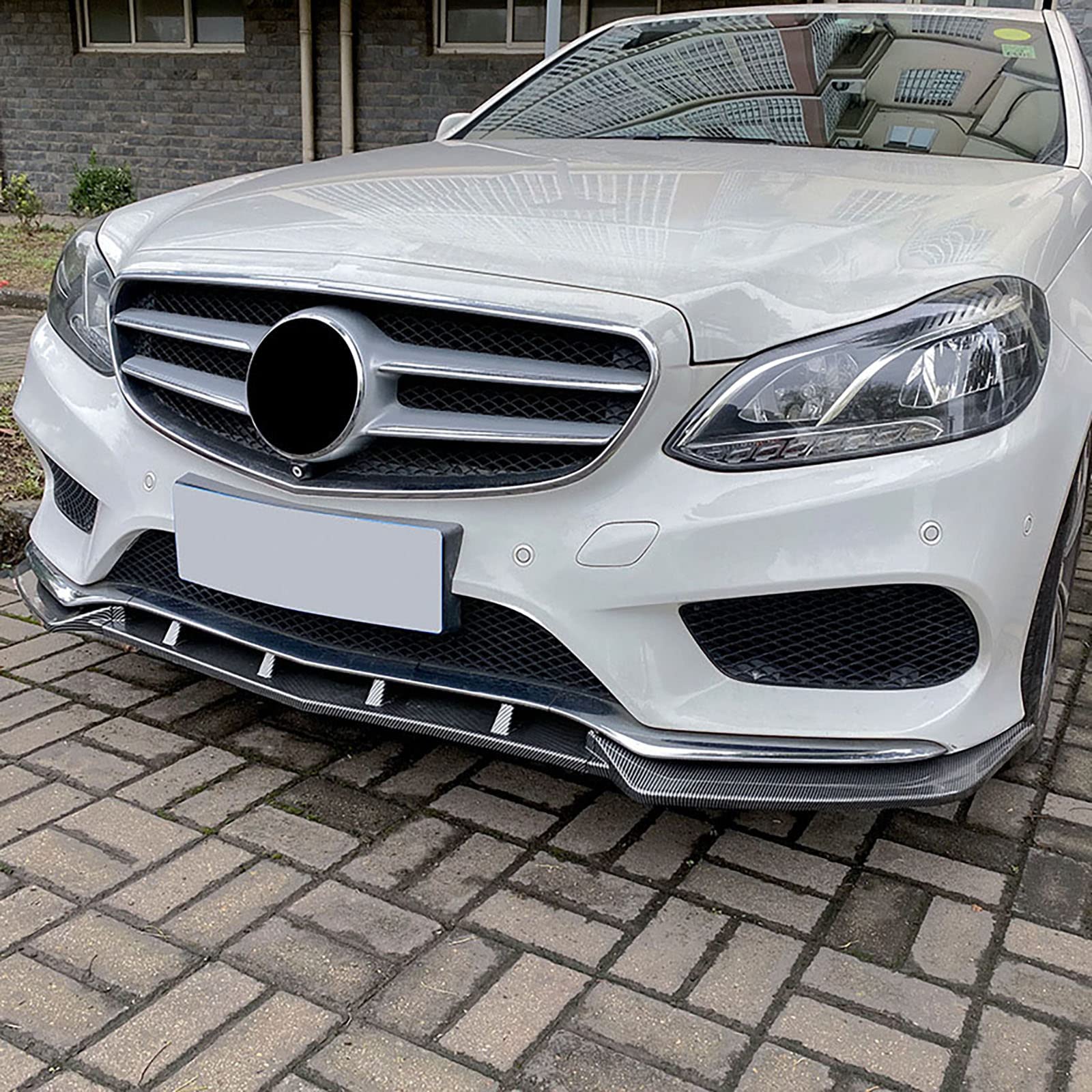 Kompatybilny z Mercedes-Benz E-Class W212 E260 E300 AMG Line 2013-2015, przedni spojler, Car Lower Body Kit Splitter Car Styling akcesoria zewnętrzne, błyszczący czarny