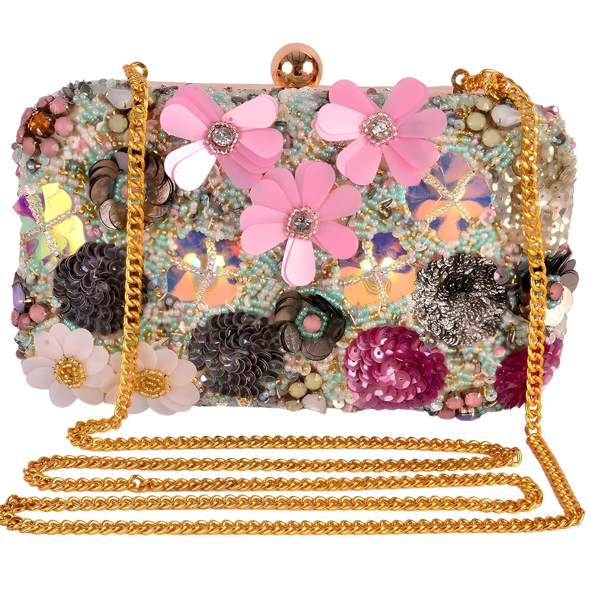 REZZY Womens Bridal Floral Embroidered Wedding Box Clutch (Pink) (B0CDCR6WSW) Amazon Price History, Amazon Price Tracker