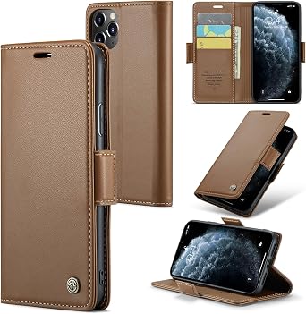 for iPhone 11 Pro Max Case, Premium PU Leather Wallet Case Flip Cover with [RFID Blocking][Card Holder][Stand Function] Shockproof Protective for iPhone 11 Pro Max, Brown