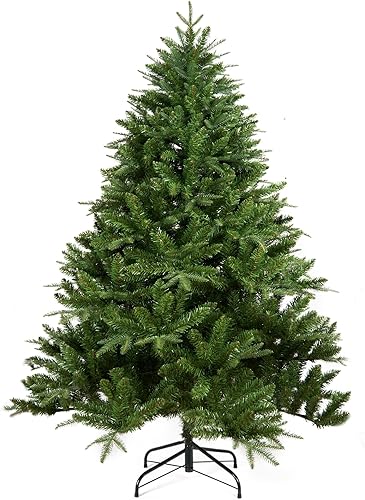 Árbol de Navidad artificial sin luz de 6 pies, árbol de Navidad de PVC de abeto verde festivo con 1600 puntas de rama, árbol de Navidad realista de