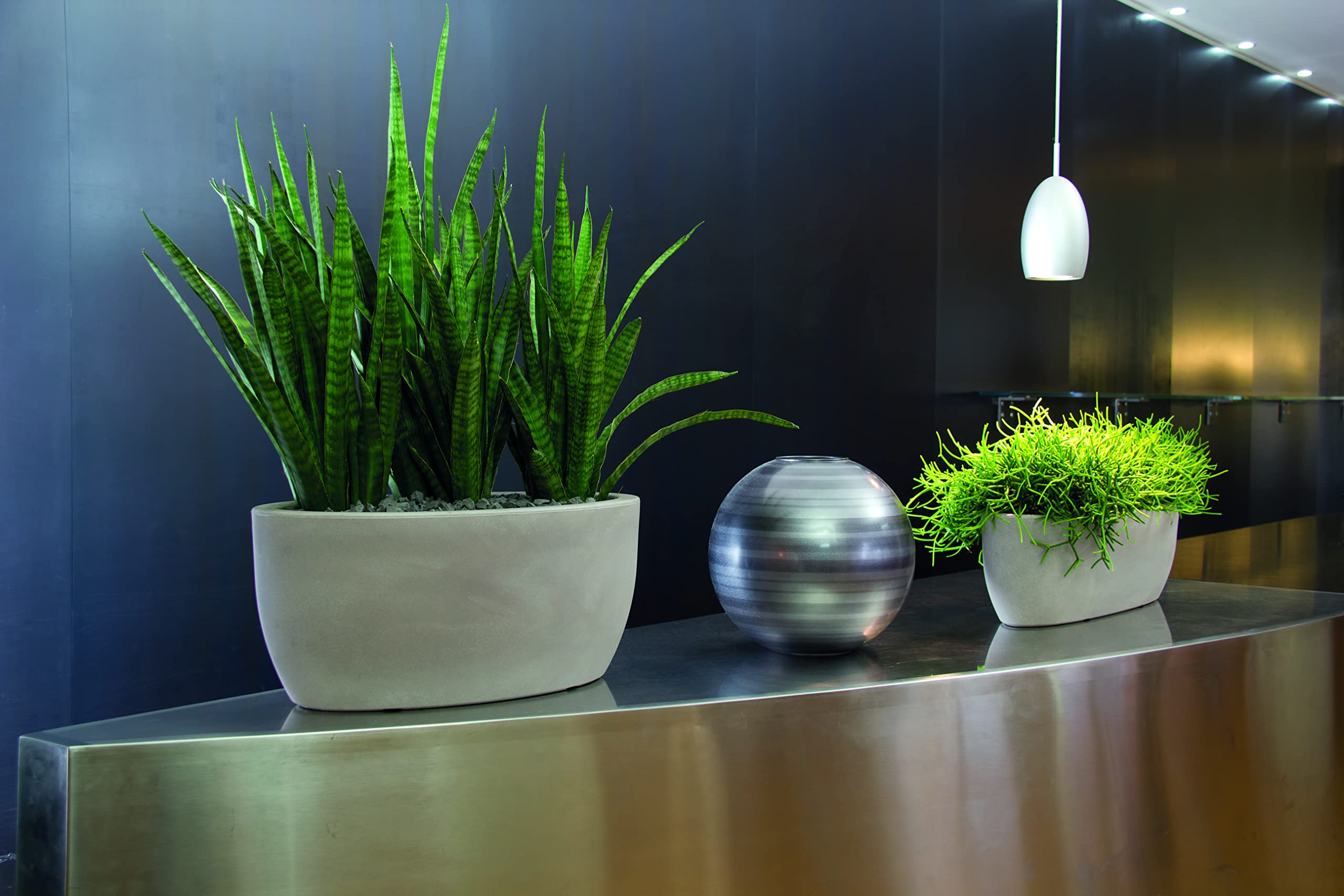 TECNOKIT NICOLI VASO OVALE ELEGANTE ATHENA CM 50 IN RESINA, PER INTERNO ED ESTERNO (BIANCO)