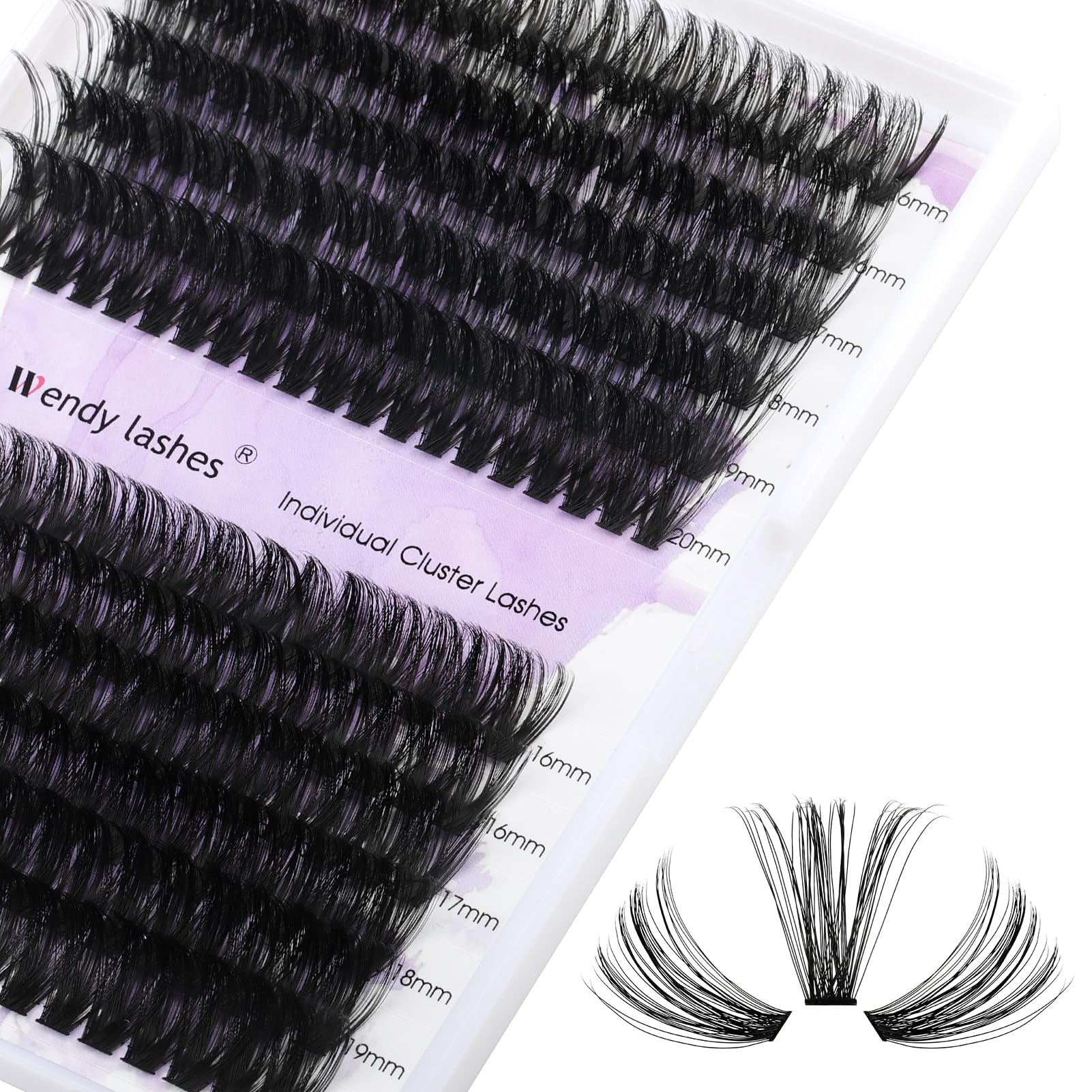 WENDY Pestañas Postizas Individual D Curl 0.07mm Mix 8-16mm Cluster Lashes 3D Effect Extensión de Pestañas Professional DIY(C3-D-816) — view 16