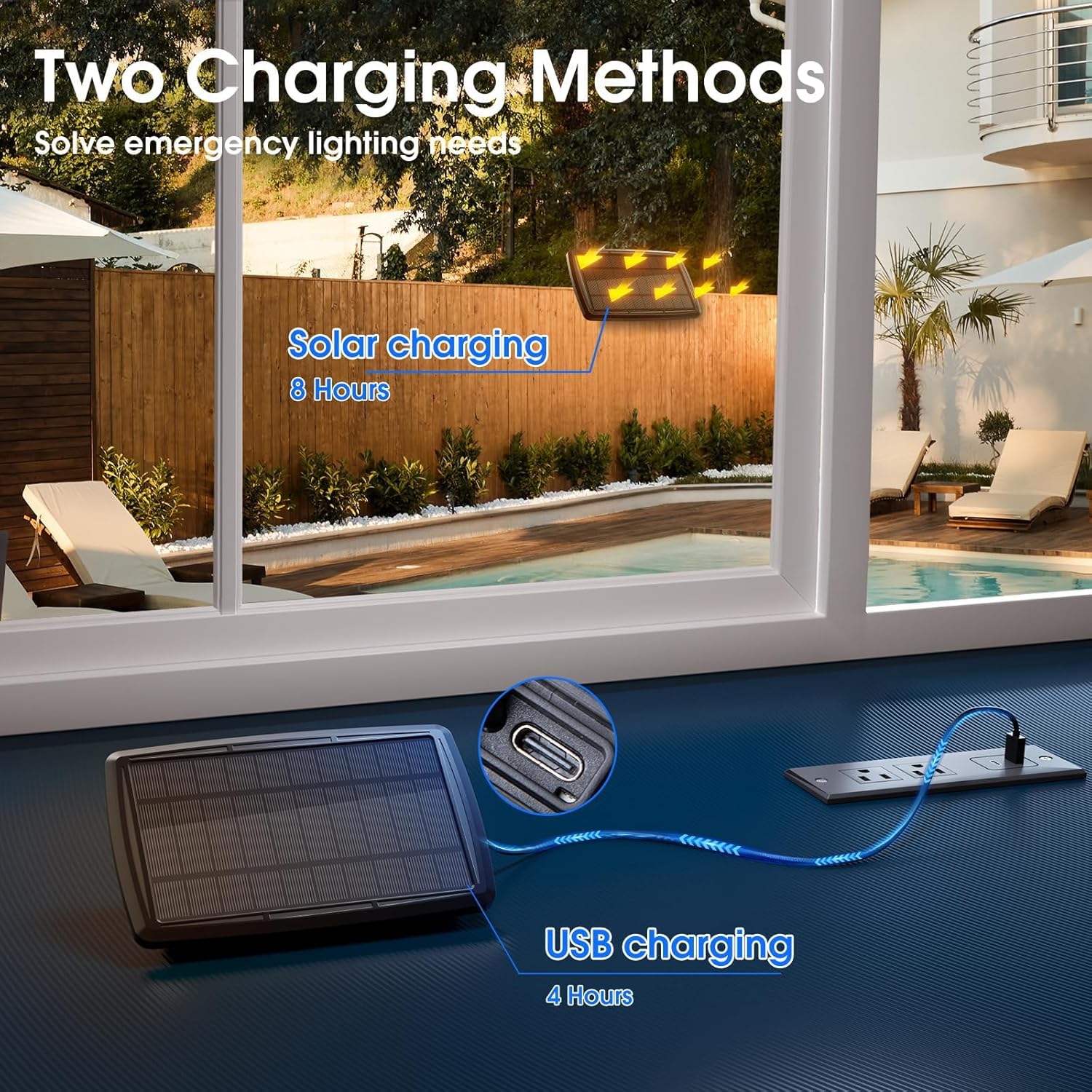 54FT Solar Powered Outdoor LED String Lights with Remote Control