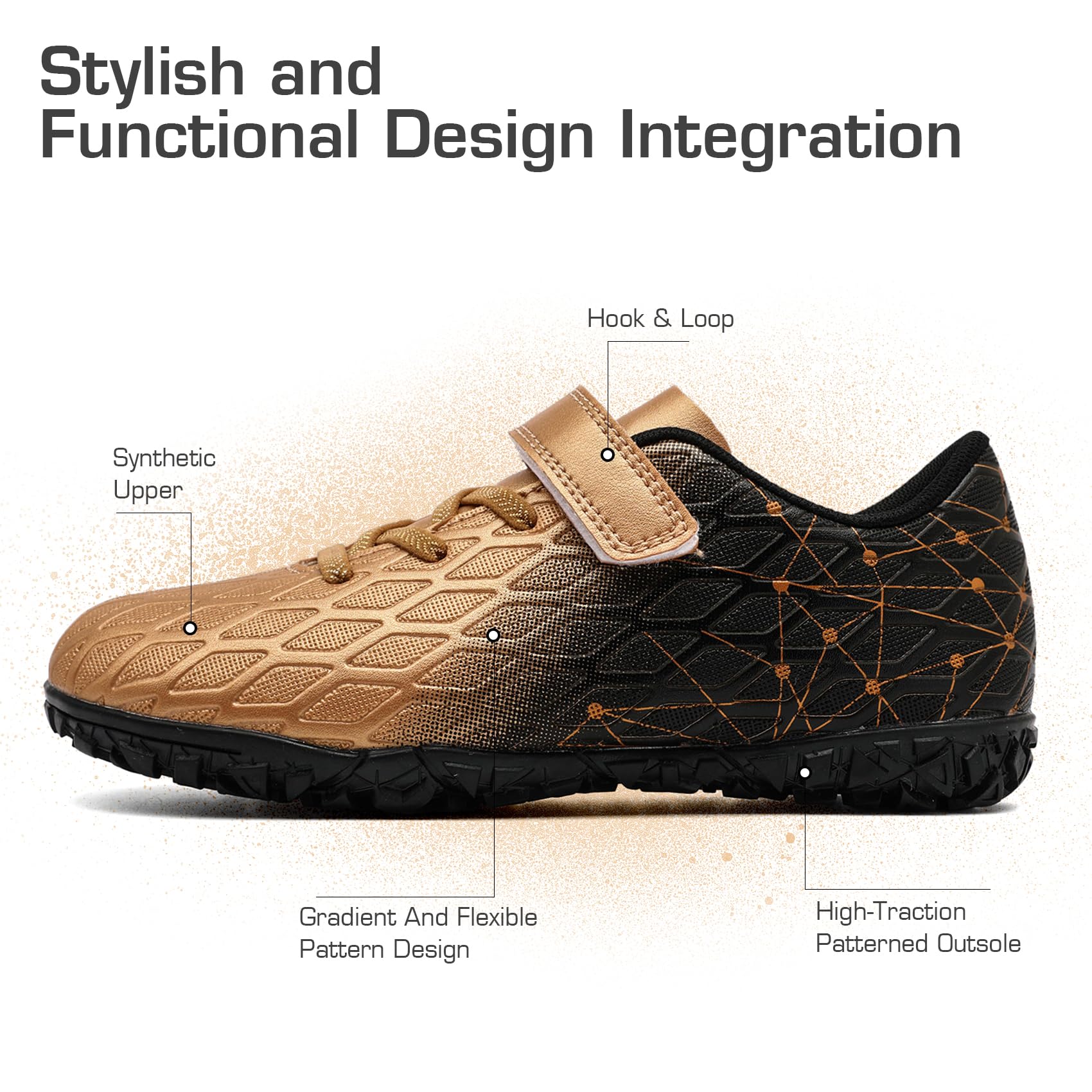 PiDaGlobal Scarpe da Calcio Bambini Ragazzi con Tacchetti Bassi Scarpe da Calcetto Futsal e Allenamento per Interno/Esterno - Antiscivolo Junior