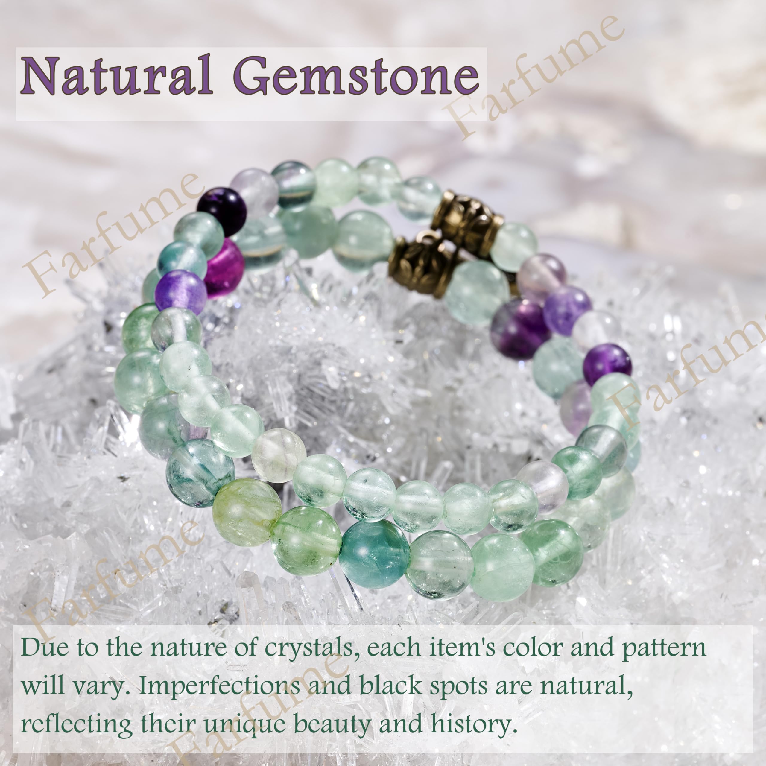 Farfume Braccialetti Chakra da donna - Bracciale con cristalli di pietre curative per donna Bracciale con pietre preziose naturali - Un set di braccialetti con doppia perla