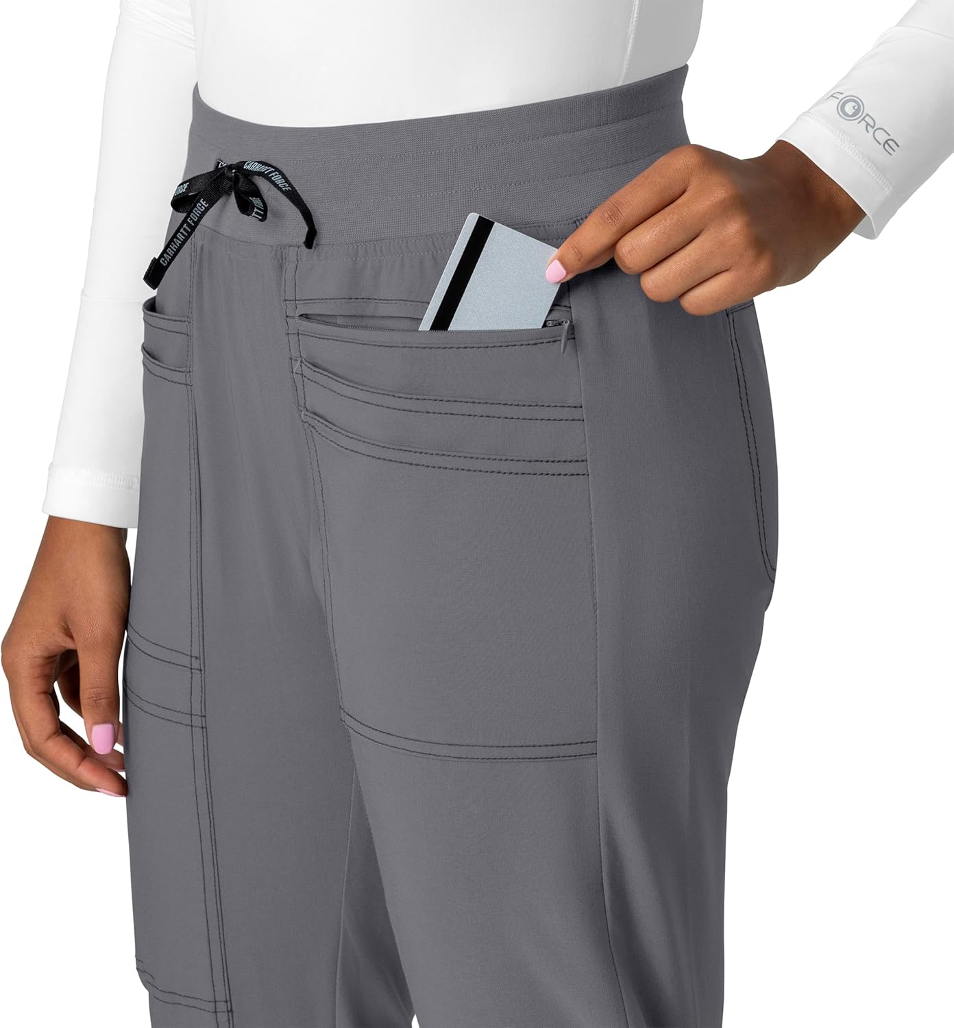 Carhartt Cross-Flex Scrubs for Women, Slim Leg Scrub Pants Pewter - Image 4