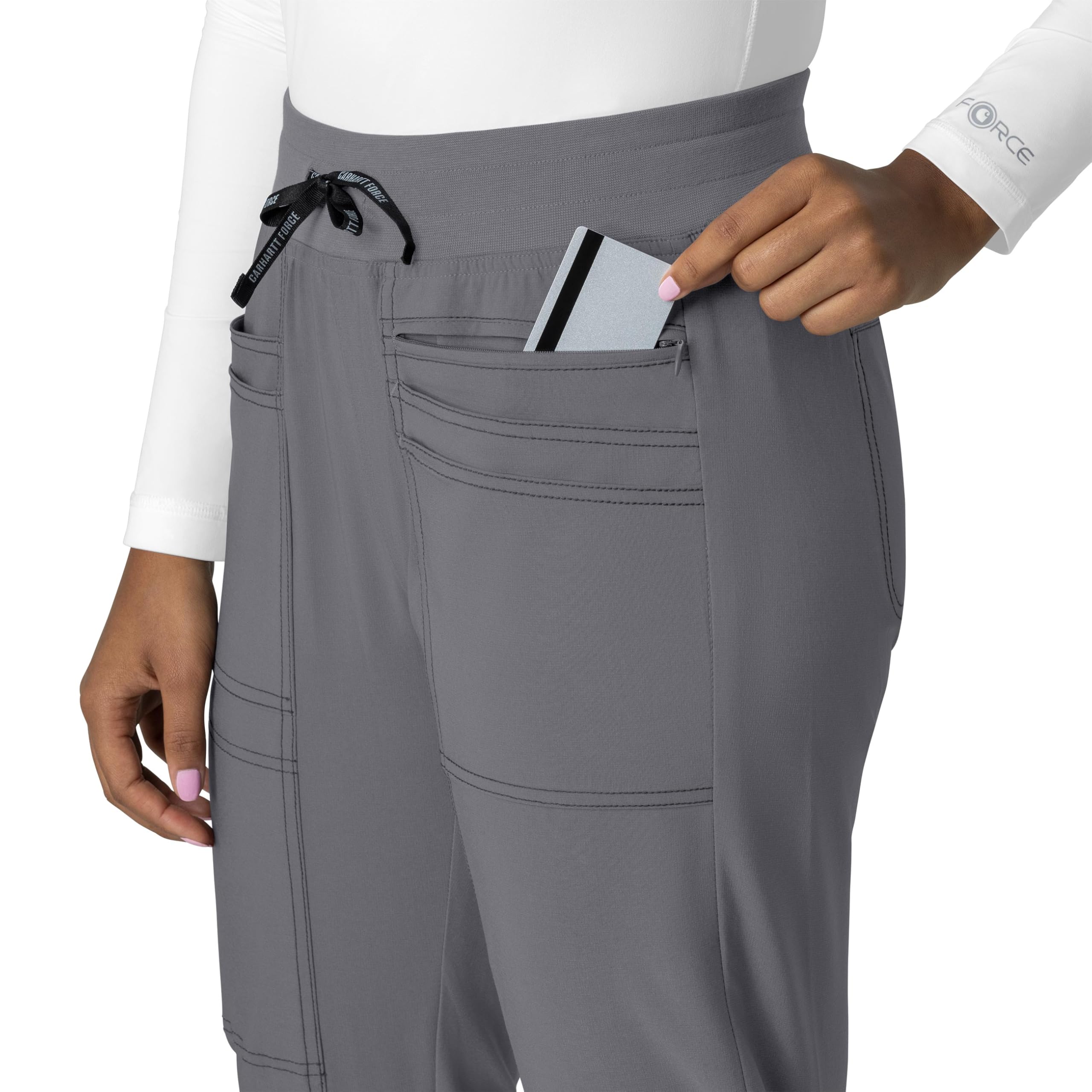 Carhartt Cross-Flex Scrubs for Women, Slim Leg Scrub Pants Pewter