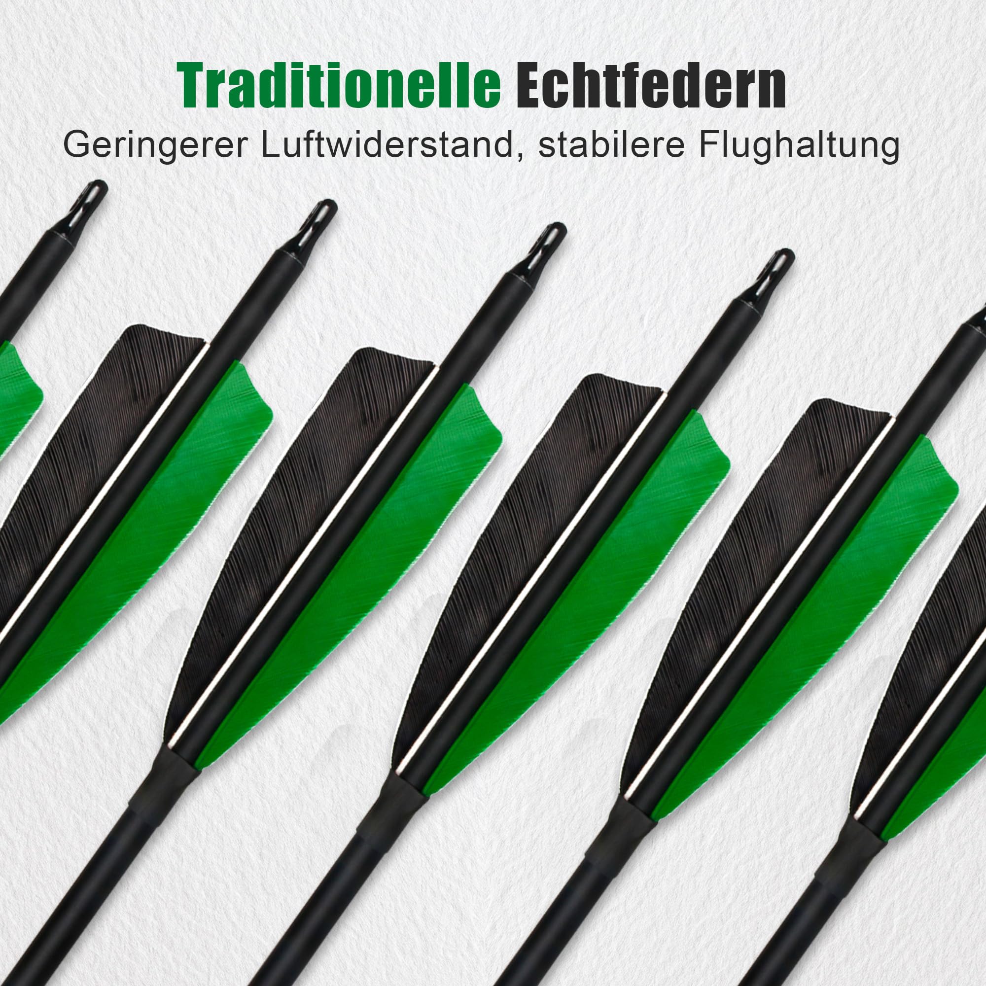 12 Stück Bogenschießen Carbonpfeile mit 4 Zoll Naturfedern 30 Zoll Carbonpfeile, Jagdpfeile aus natürlichen Truthahnfedern für das traditionelle Bogenschießen