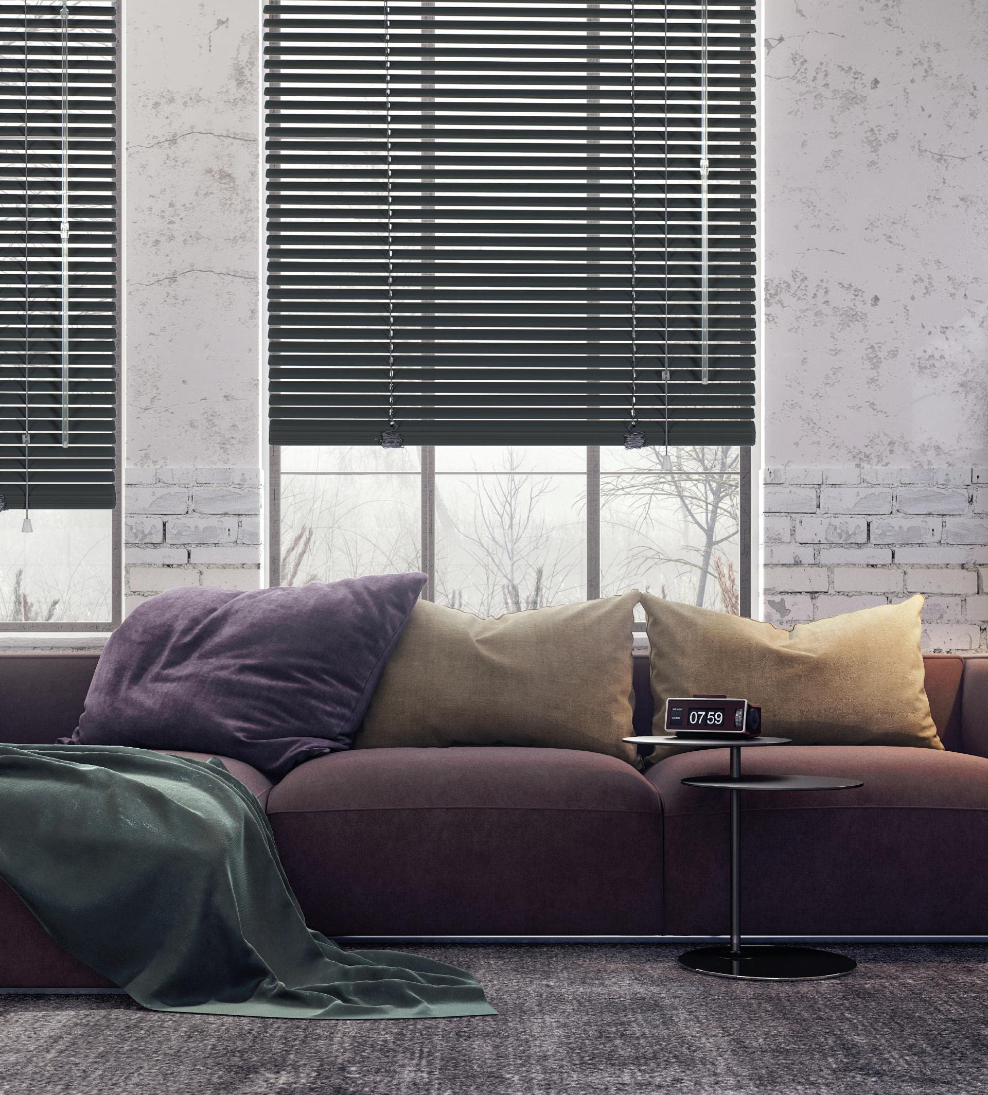 Deco Company, 23-3130 Veneziana in Alluminio con Fissaggio a Morsetto, Per privacy, protezione da luce e sole, Kit di montaggio incluso, Oscurante in alluminio, Ardesia, 80 x 220 cm (LxA)