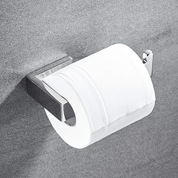 JunSun Rectangular Toilet Paper Holder Stainless Steel Contemporary Tissue Holder Mirror Polished Modern Paper Towel Roll Holder Toilet Roll Holder Bathroom Accessories Wall Mounted Polished Chrome