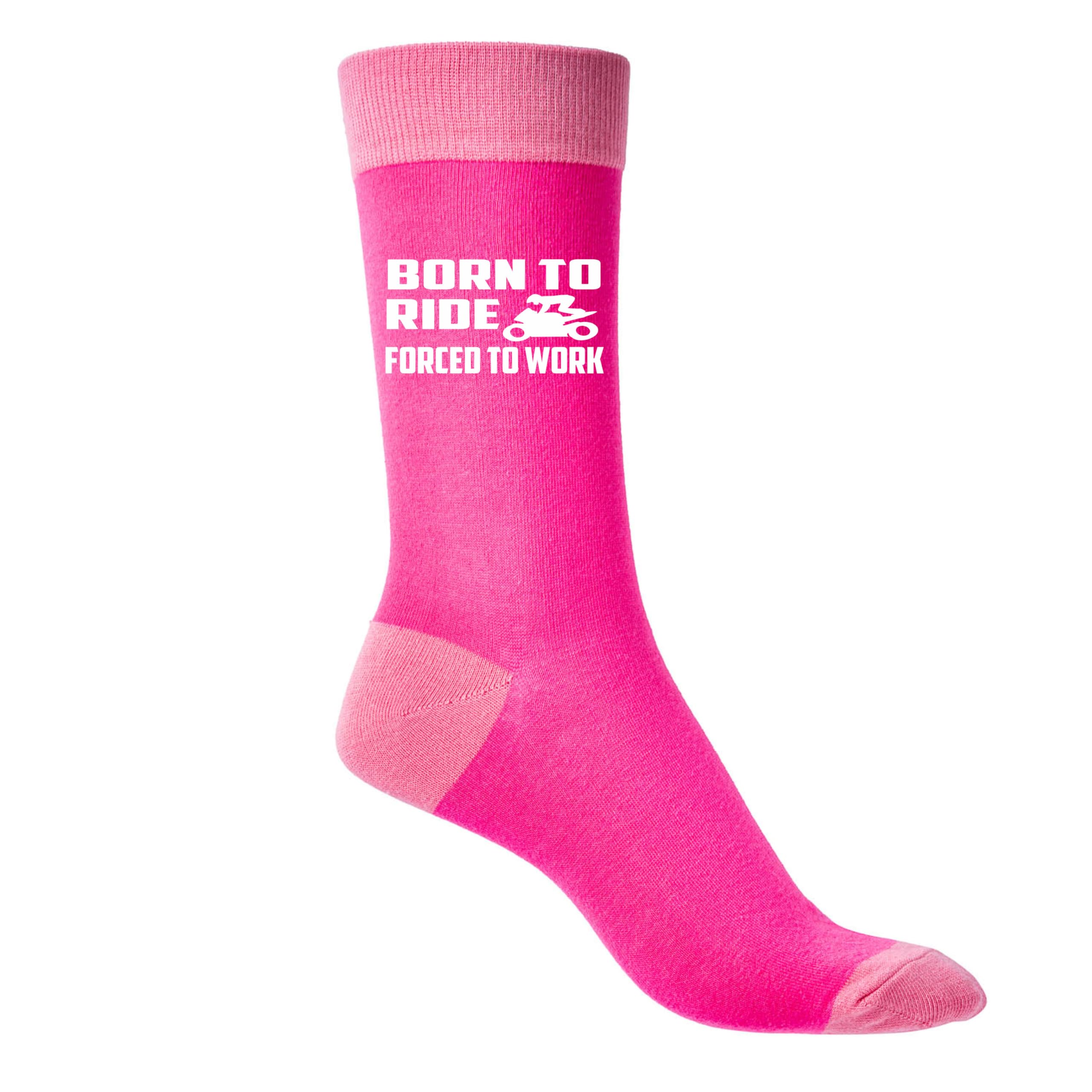 Print4u Women's Pink Born To Ride Funny Socks Novelty Bikers Birthday Gift
