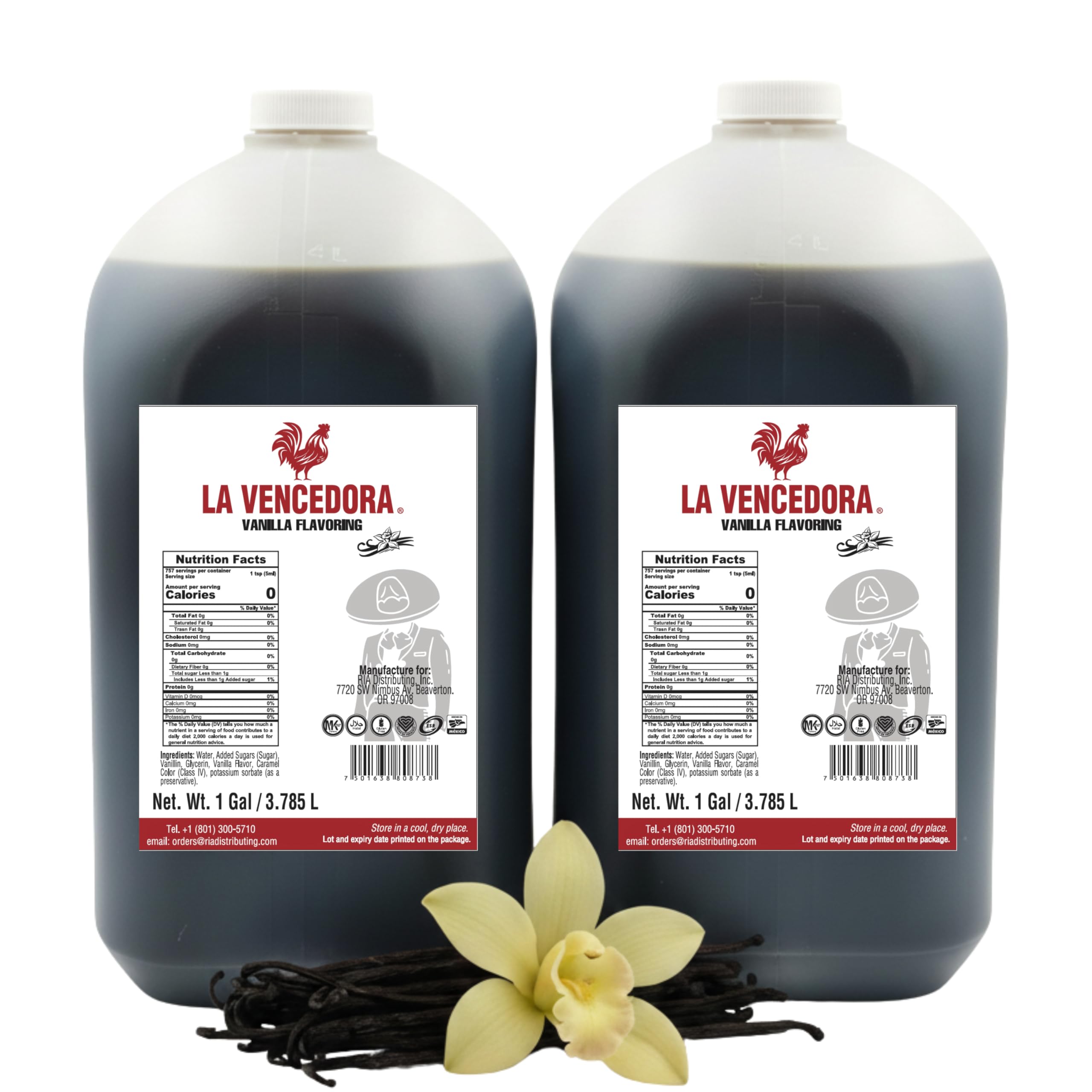 Mexican Vanilla 2 Pack – Gallon Bottles (128 fl oz Each) – Traditional Mexican Vanilla Flavoring for Baking, Cooking & Desserts – Vegan, Gluten Free, Natural Process, Made in Mexico