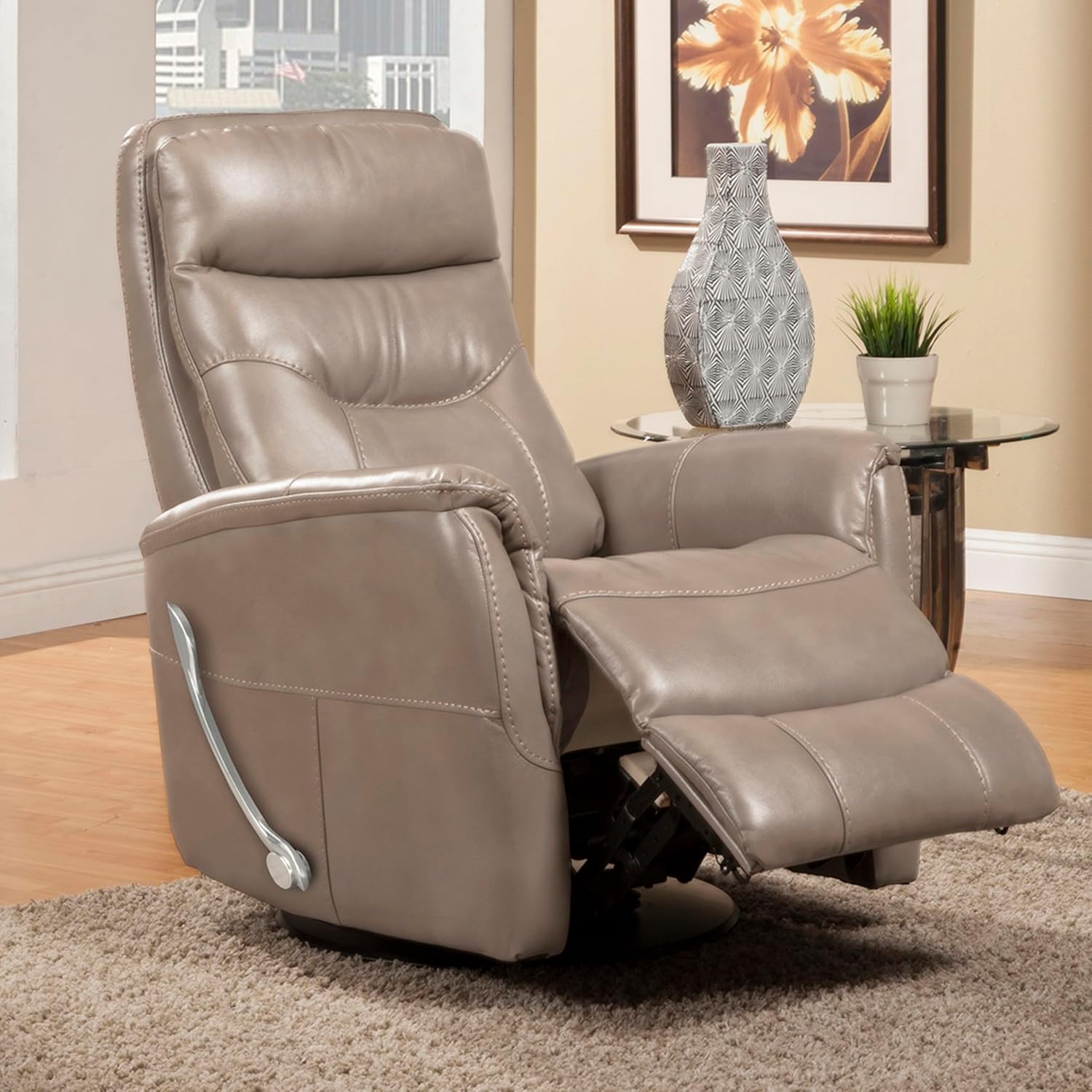 Parker Living Gemini - Linen Swivel Glider Recliner Two Pack Recliner Chairs Nursery Gliders Cozy Nursing Chairs with 90% Polyester 10% PU Upholstery