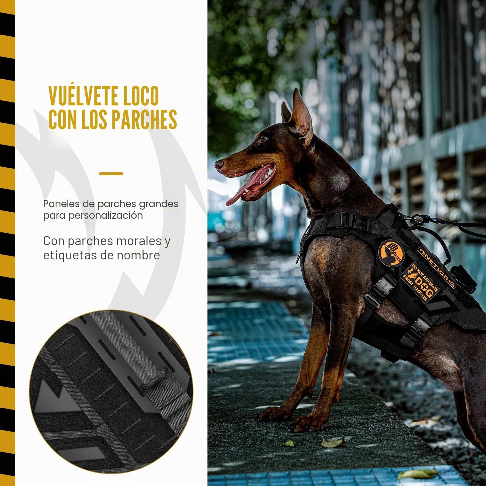 OneTigris X-Armor - Arnés táctico de Metal Completo para Perro, Chaleco antitirones con Velcro Reflectante, Ajustable Militar, fácil de Poner, Chaleco para Perro, para Caminar, Senderismo,
