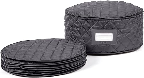 Covermates Recuerdos - Almacenamiento de platos - Protección acolchada - Ventana de identificación - Resistente a las manchas - Lavable a máquina -