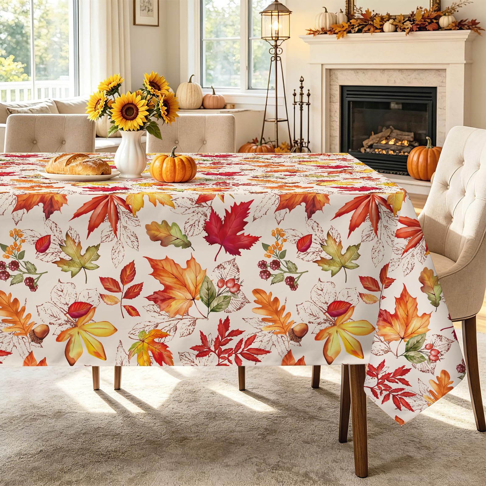 hometrixx Fall Retro Maple Leaf Rectangle Table Cloth Harvest 140x240cm