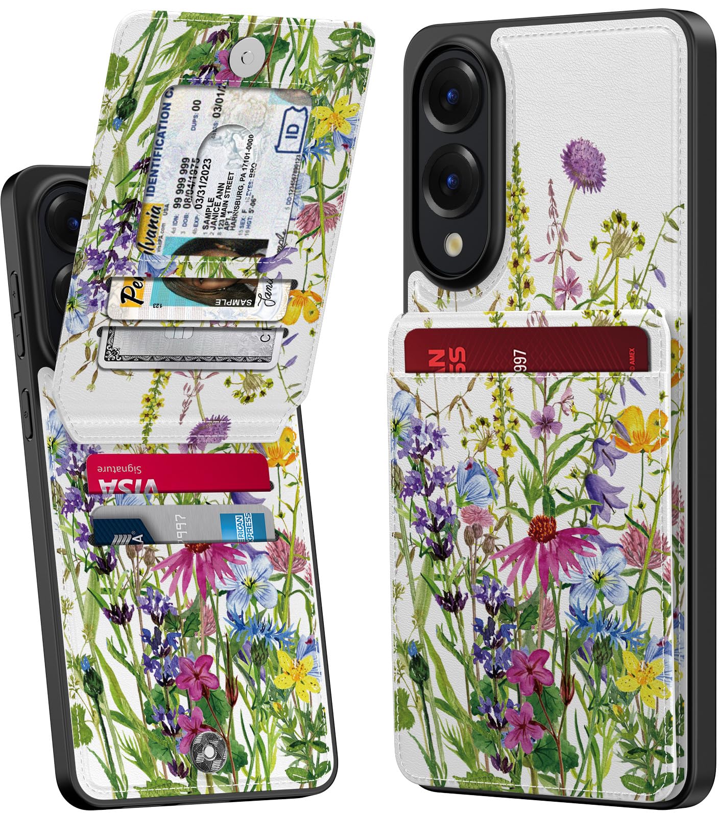 Bemal for Samsung Galaxy S25 Edge Wallet Case with Card Holder, Fashion Printed, RFID Blocking, PU Leather Kickstand, Magnetic Closure, Shockproof