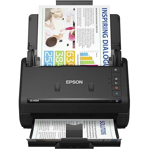 Epson Workforce ES-400 II Color Duplex Desktop Document Scanner for PC and Mac, with Auto Document Feeder (ADF) and Image Adjustment Tools, ES-400 II