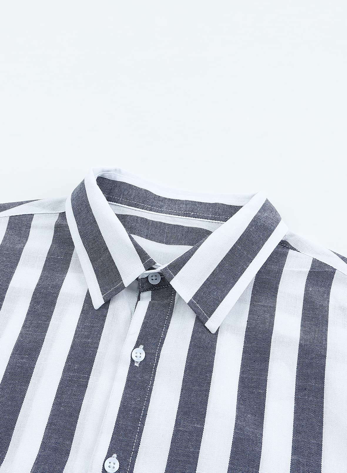 Meilicloth Camicia Uomo a Righe Cotone Manica Lunga Casual Lino Trama Western Regular Fit
