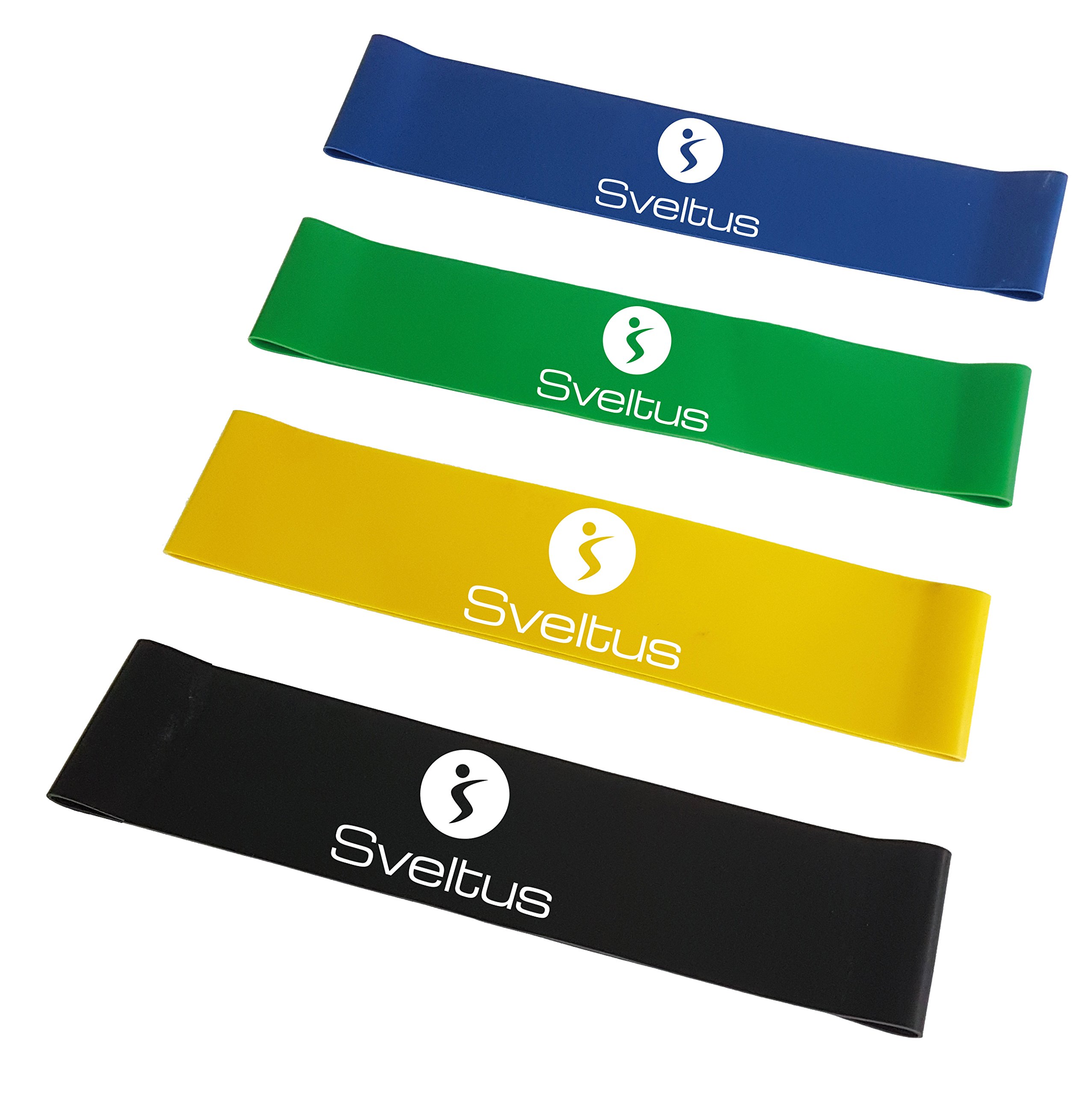 Sveltus Unisex Adult Latex Band (Set of 4, Black, Yellow, Green, Blue