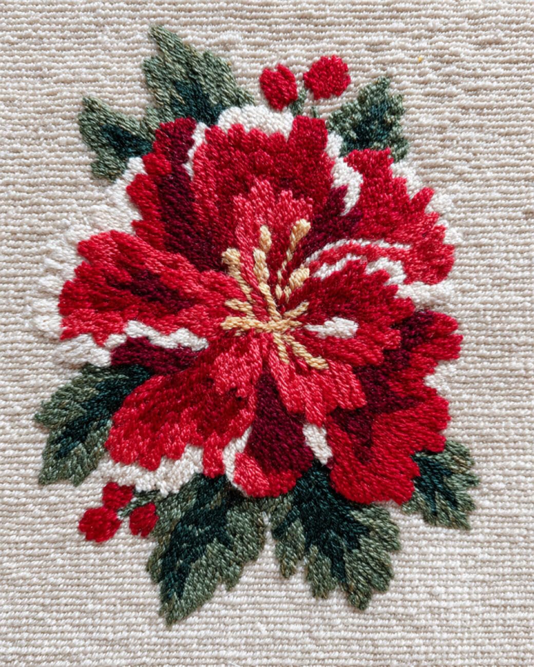 AxiangziK DIY Latch Hook Rugs Kits Red Christmas Flowers DIY Latch Hook Rug Set,Carpet Making Kit，Cross Stitch Embroidery Kits Needlework Crafts 31x45in