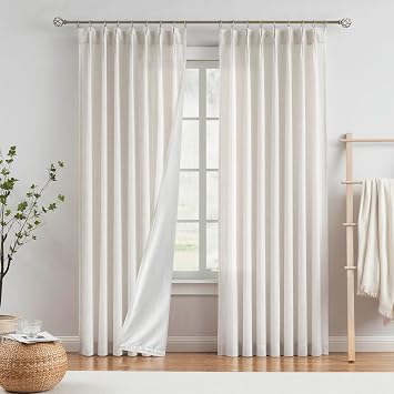 Vision Home Natural Pinch Pleated Light Filtering Curtains 84 inch Length