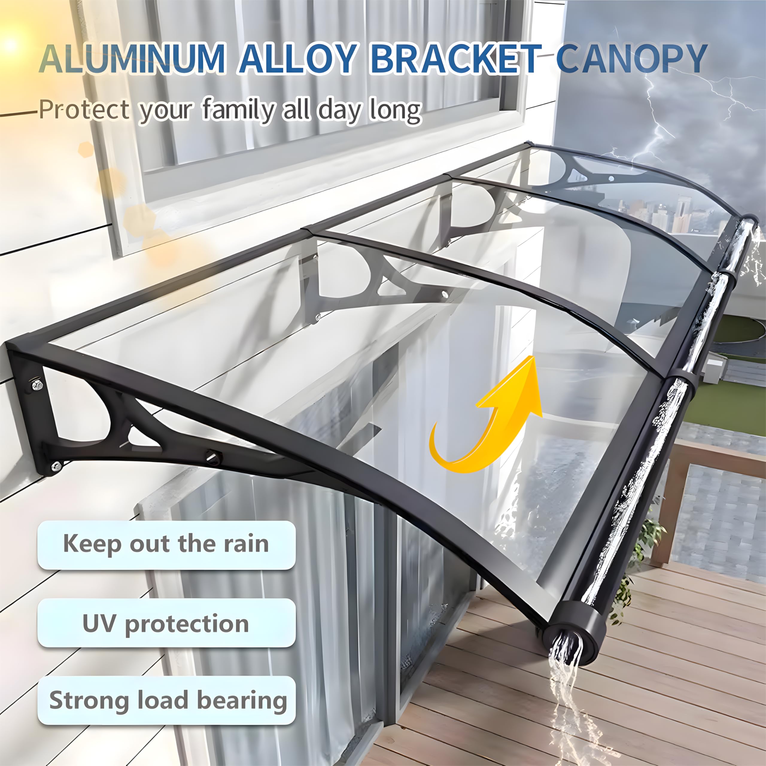 Aluminiowa markiza okienna i drzwiowa, ochrona przed promieniowaniem UV, deszczem i śniegiem, osłona zewnętrzna, łatwa w instalacji, odporna na warunki atmosferyczne, schronienie dla domu i firmy