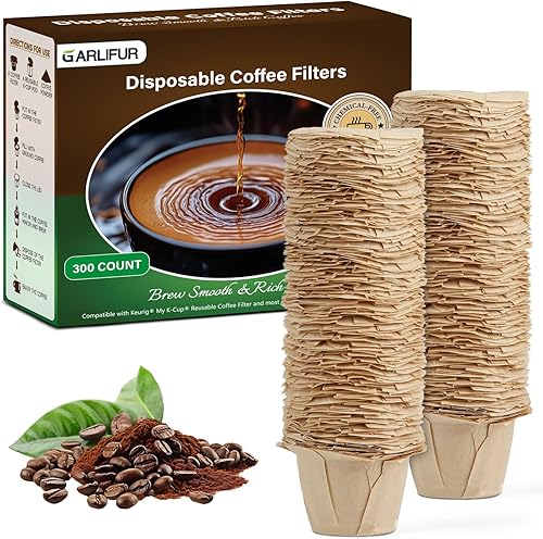 300 filtros desechables de taza K, papel de filtro de café para cafeteras Keurig de una sola porción 1.0 y 2.0, uso con cápsulas K Cup reutilizables