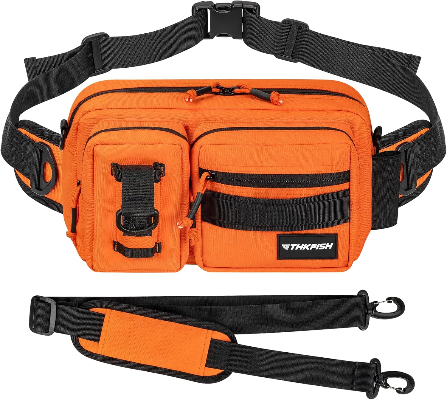 THKFISH Fishing Waist Pack - Waterproof Fanny Pack for Women & Men - Portable Sling Bag for Outdoor & Fly Fishing (ORANGE-LARGE)