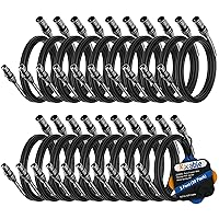 Vista 30 de Cable de micrófono XLR 1 pie, XLR macho a hembra, cable de micrófono equilibrado de 3 pines, cable de altavoces blindado, conectores de aleación