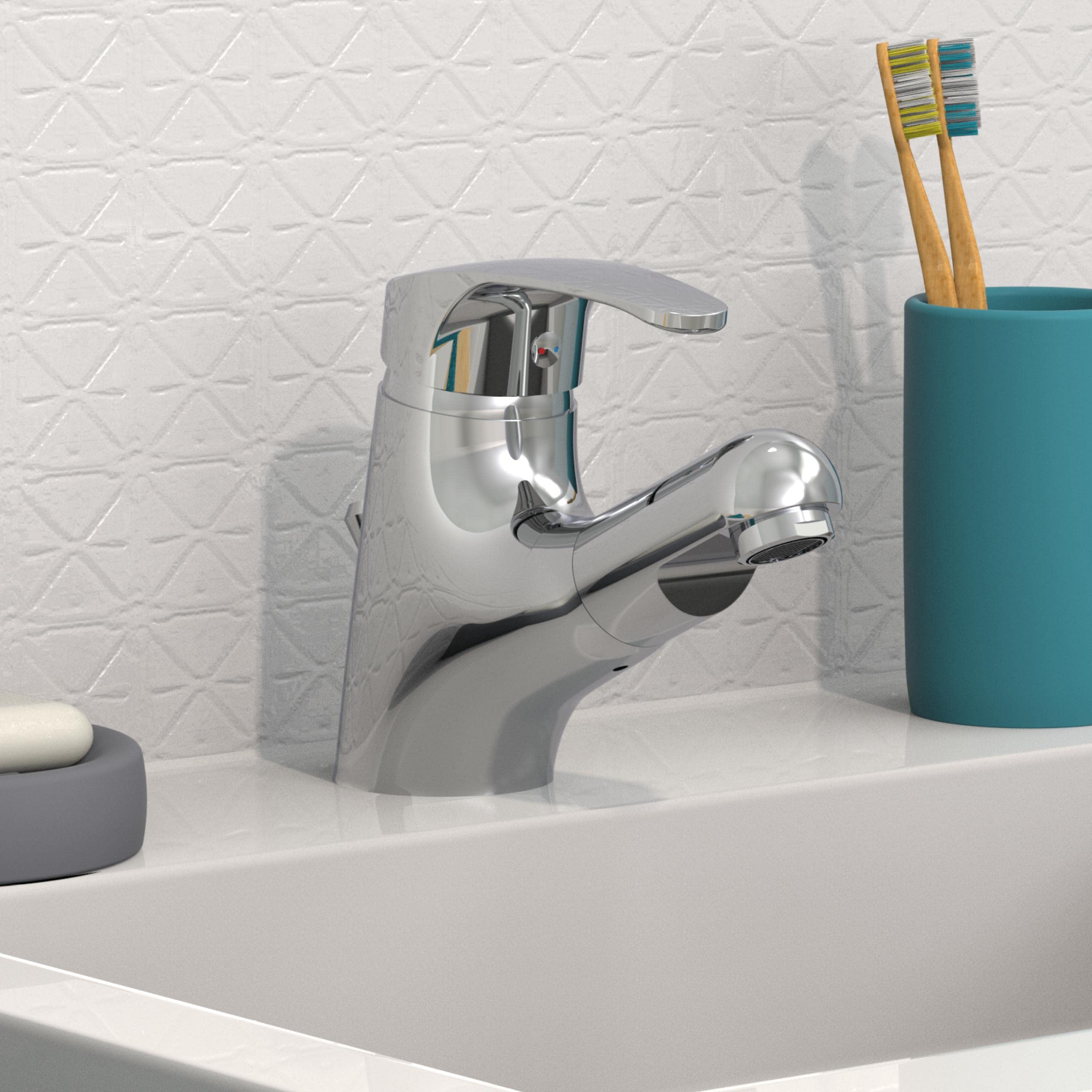 EISL VICO NI075TCO, rubinetto bagno lavabo, rubinetto da bagno con doccetta estraibile, miscelatore per lavabo con doccetta, miscelatore lavabo bagno, cromo